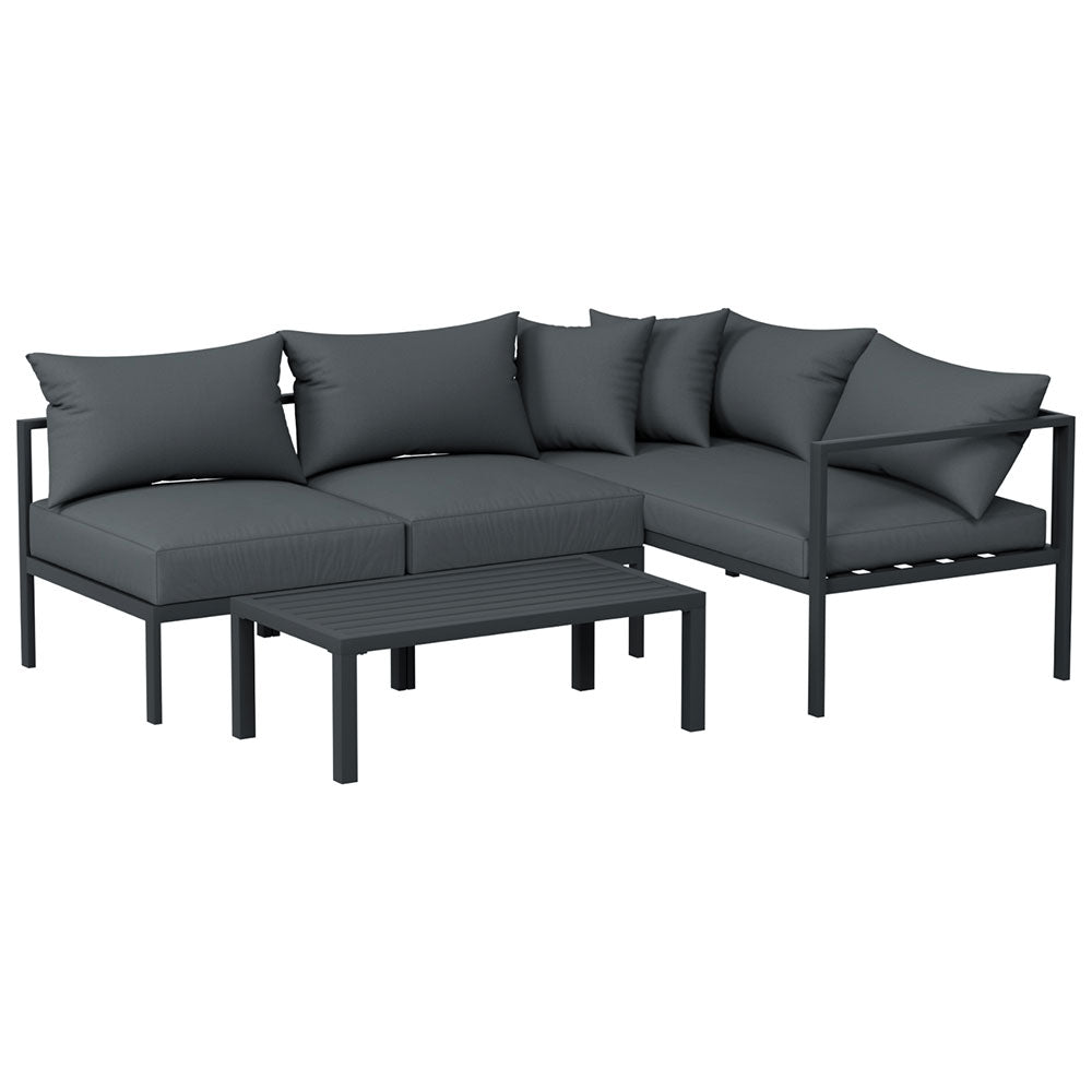 4 Seater Basque Charcoal Outdoor Lounge Sofa Furniture Set 