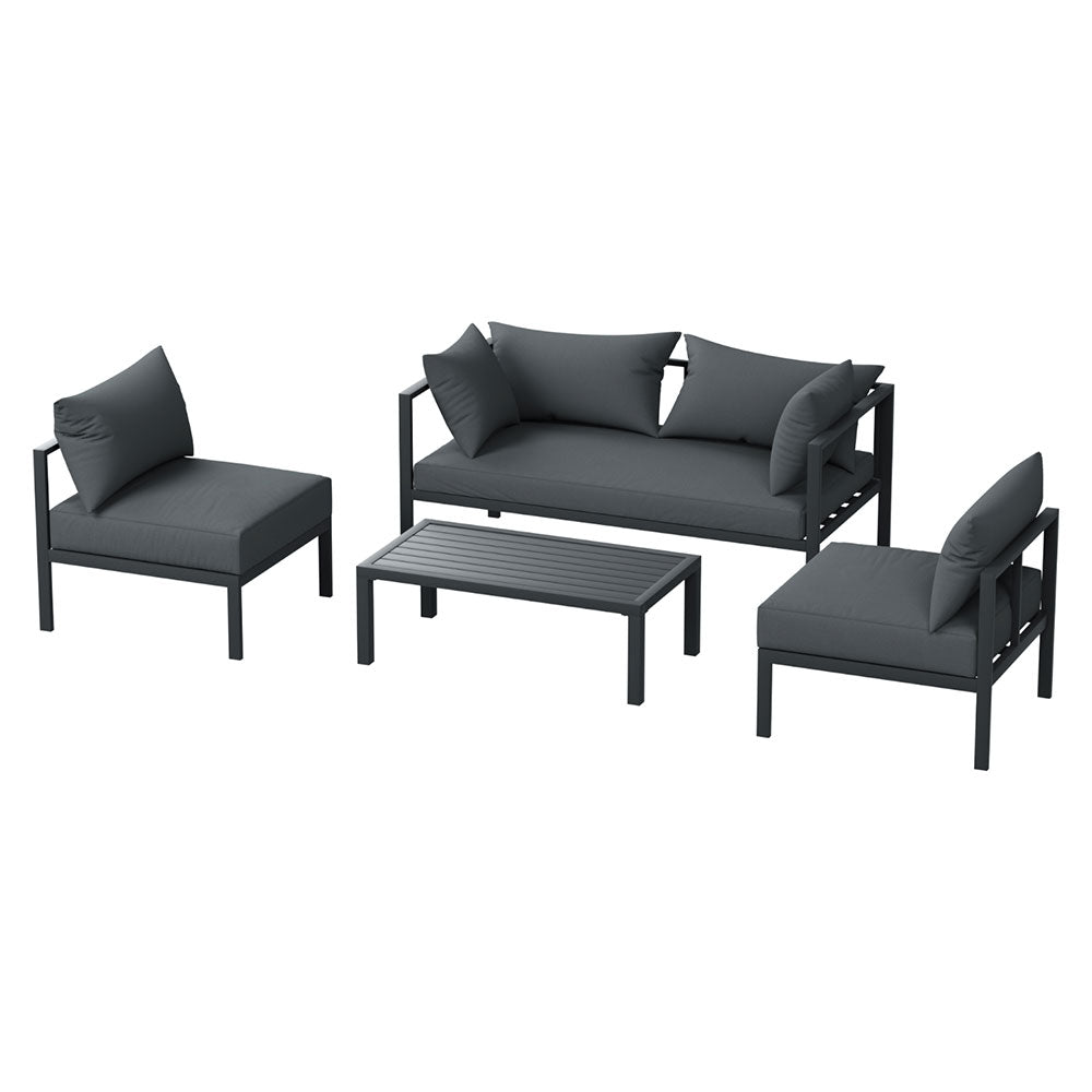 4 Seater Basque Charcoal Outdoor Lounge Sofa Furniture Set 