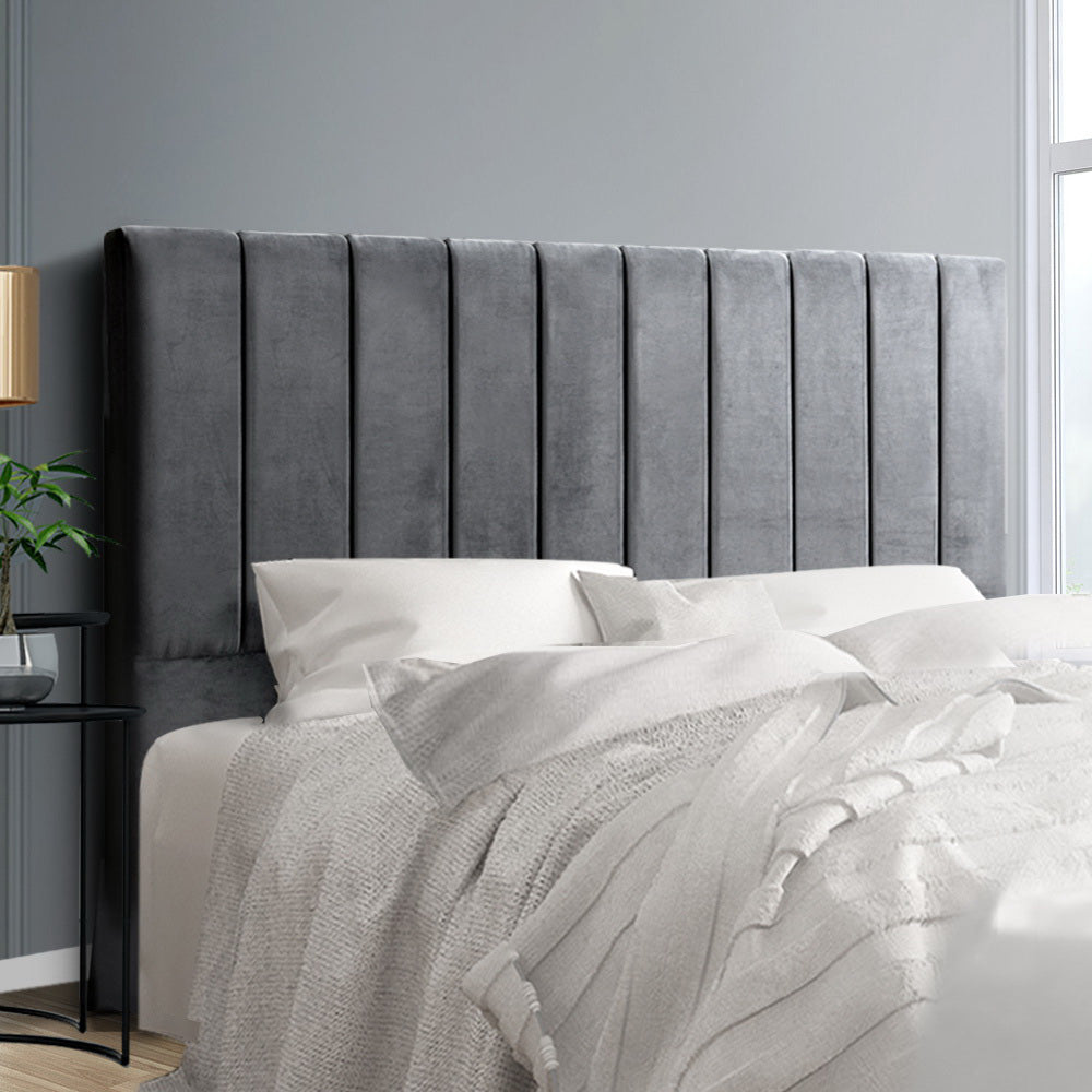Artiss Bed Head Headboard King Velvet VELA Grey