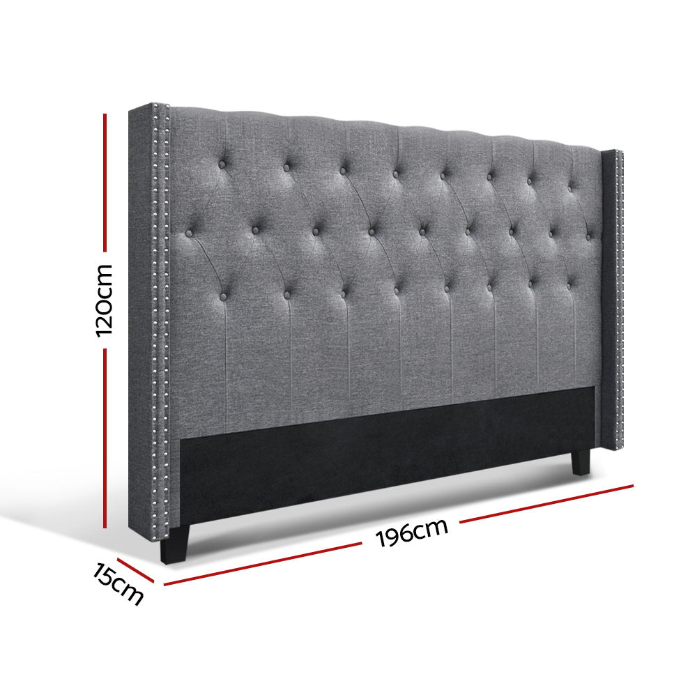 Artiss Bed Head Headboard King Size Fabric LUCA Grey