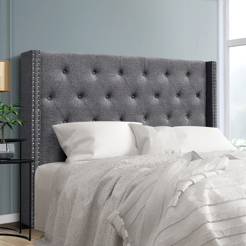 Artiss Bed Head Headboard Queen Size Fabric LUCA Grey