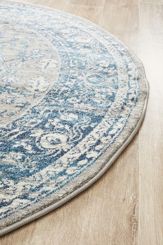 Babylon 207 Blue  Round Rug