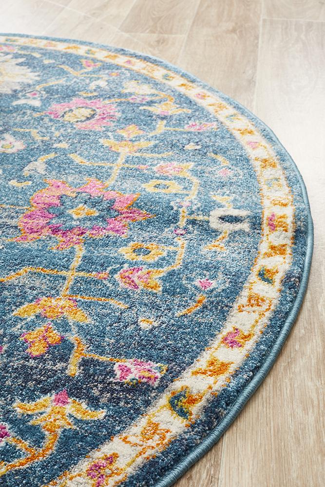 Babylon 209 Navy  Round Rug