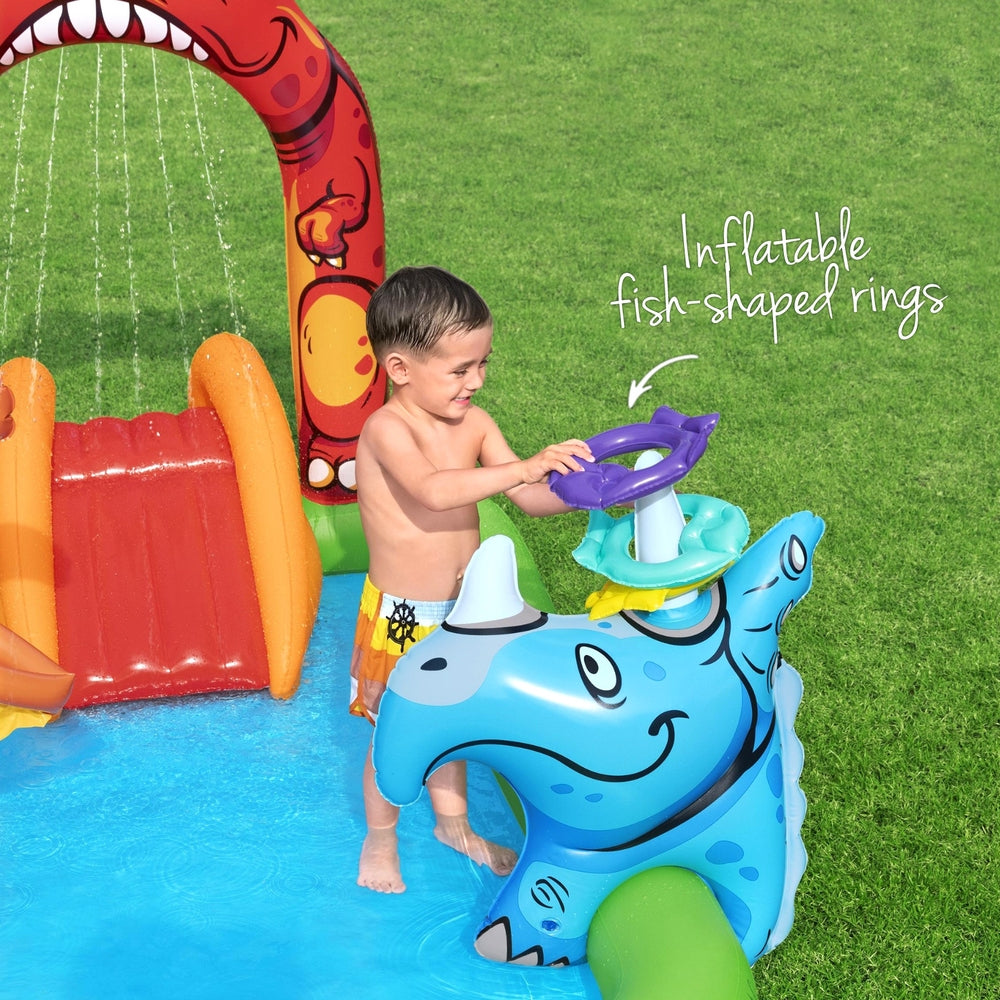 Kids Inflatable Play Splash Pool with Slide Ball 242x140cm