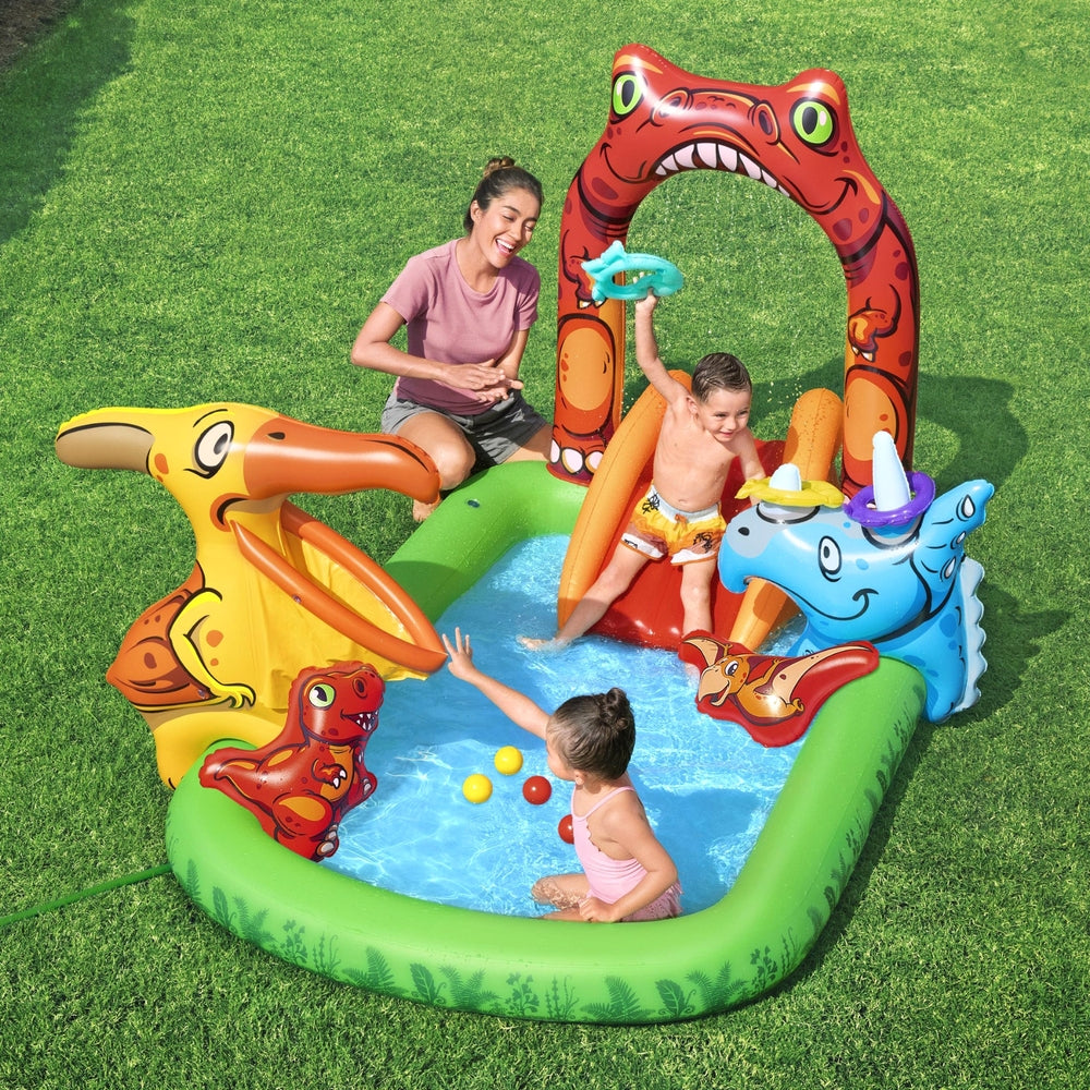 Kids Inflatable Play Splash Pool with Slide Ball 242x140cm