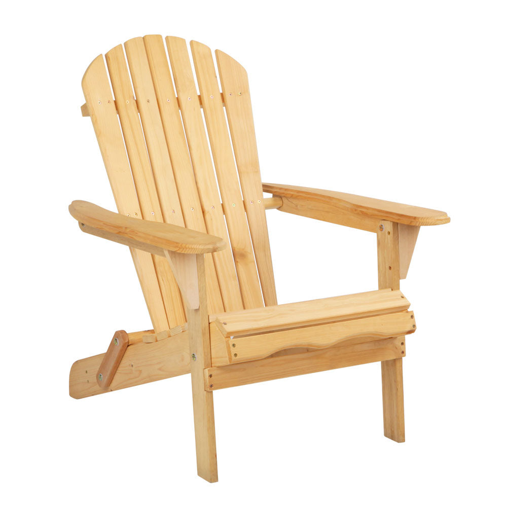 1pc Gardeon Adirondack Outdoor Chairs Wooden Beach Chair Patio Furniture Garden Natural