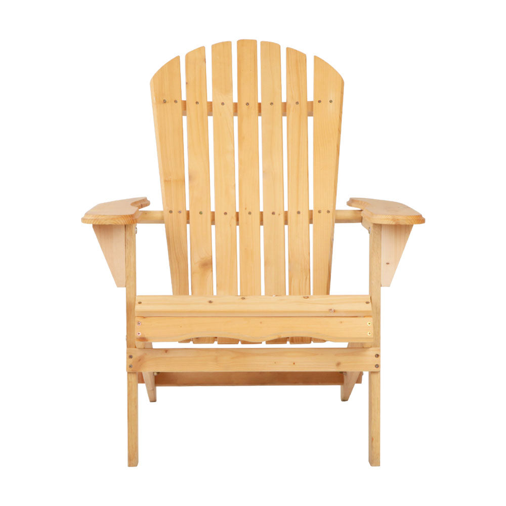 1pc Gardeon Adirondack Outdoor Chairs Wooden Beach Chair Patio Furniture Garden Natural