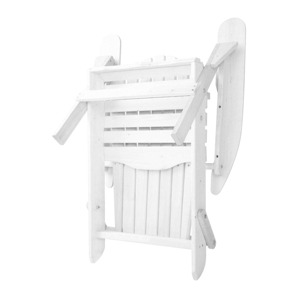 1pc Gardeon Adirondack Outdoor Chairs Wooden Foldable Beach Chair Patio Furniture White