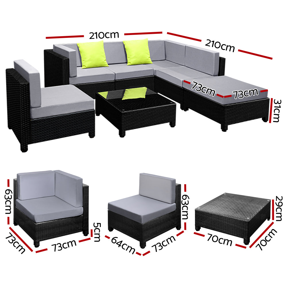 7pc Outdoor Wicker Lounge Sofa Furniture Set with Second Seat Cover Set