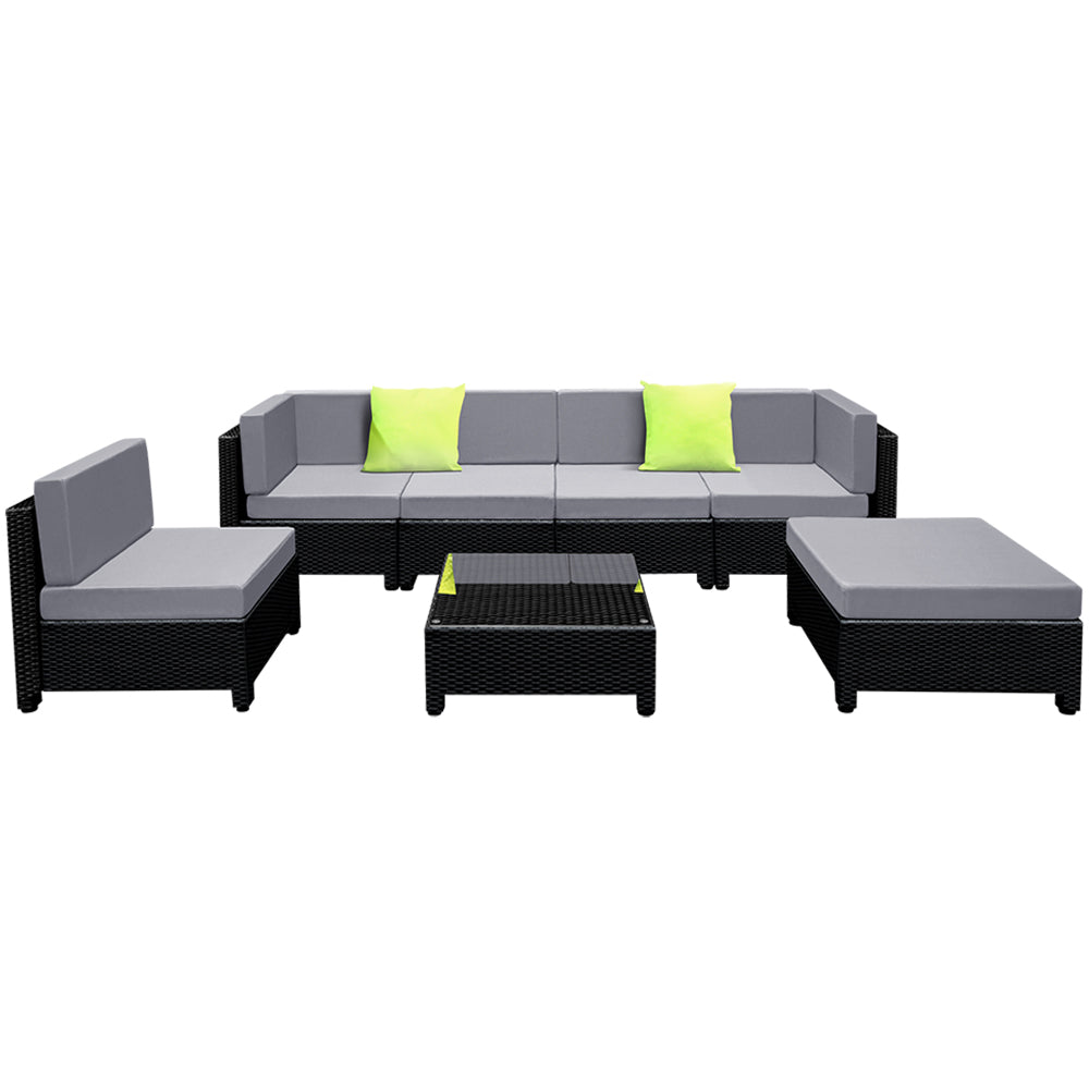 7pc Outdoor Wicker Lounge Sofa Furniture Set with Second Seat Cover Set