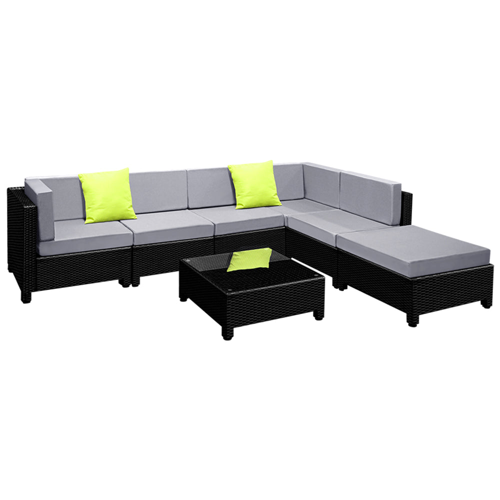 7pc Outdoor Wicker Lounge Sofa Furniture Set with Second Seat Cover Set