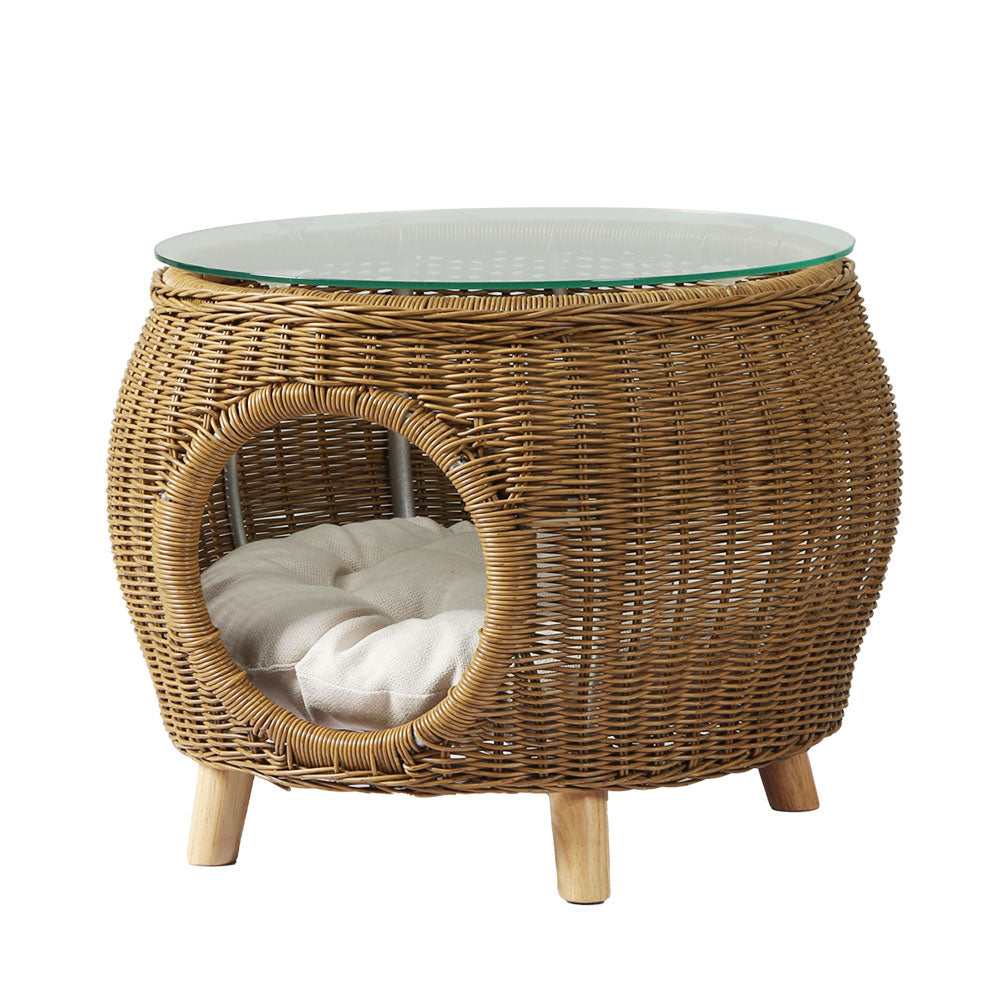 Gardeon Coffee Side Table Wicker Aluminium
