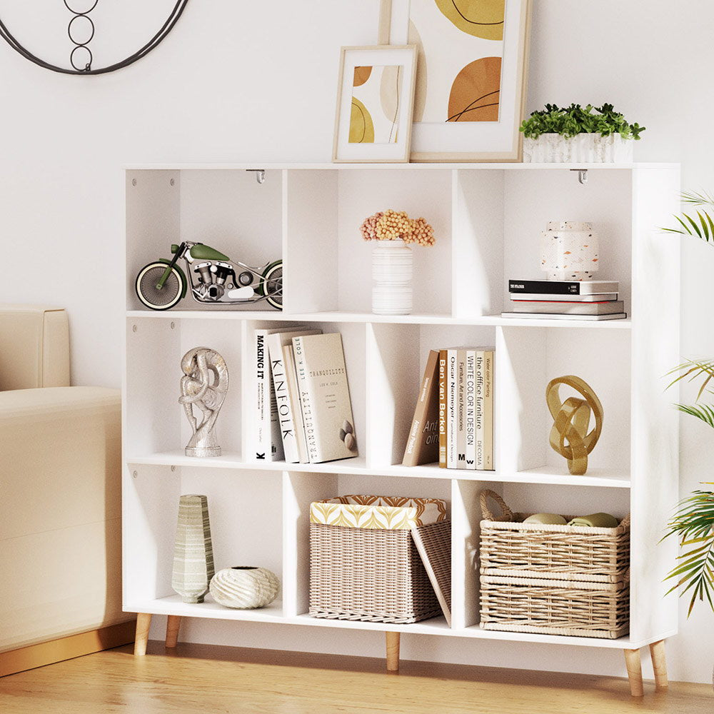 Artiss Bookshelf 3 Tiers 10 Cubes CORA White