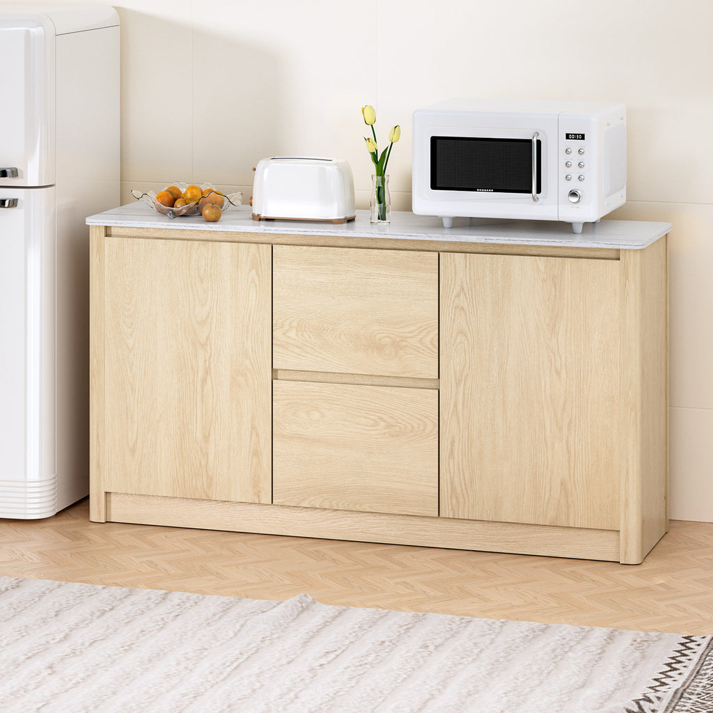 Artiss Buffet Sideboard Marble Style Tabletop Pine