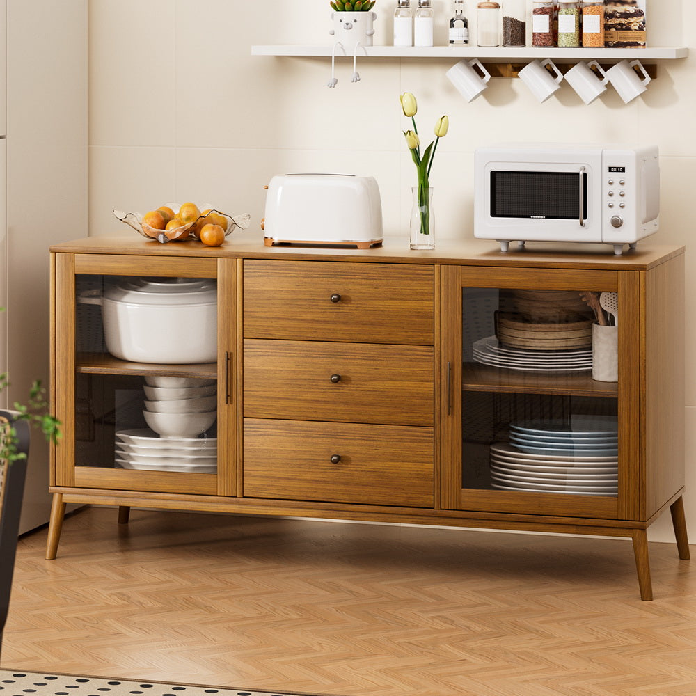 Artiss Buffet Sideboard Glass Doors Oak