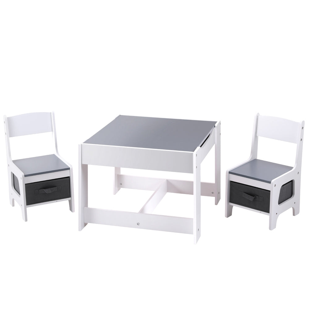 Keezi Kids Table and Chair Set with Chalkboard Grey