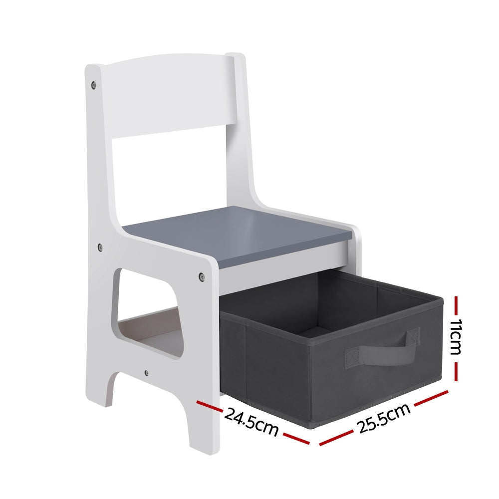 Keezi Kids Table and Chair Set with Chalkboard Grey