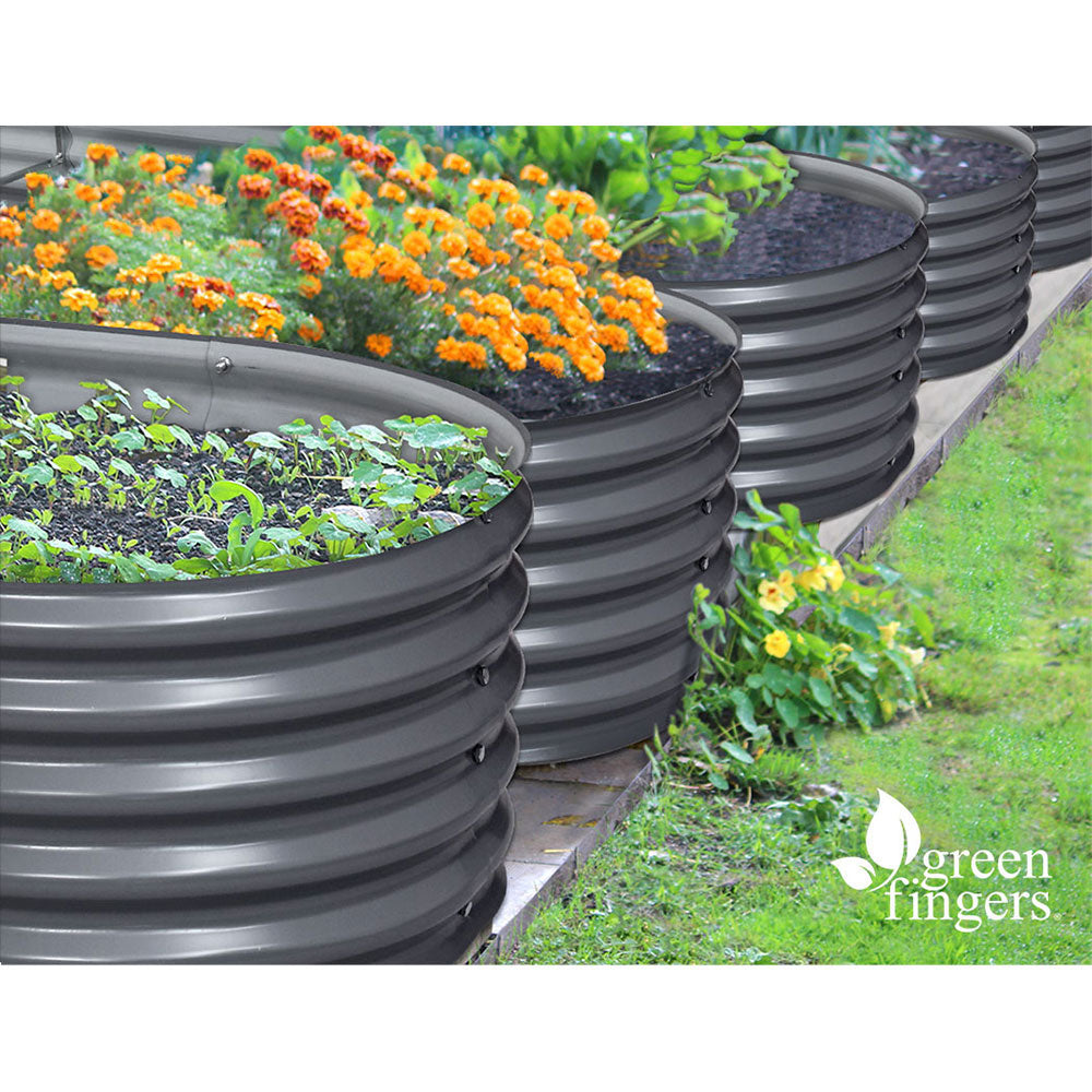 Greenfingers Garden Bed 320X80X42cm Oval Planter Box Raised Container Galvanised