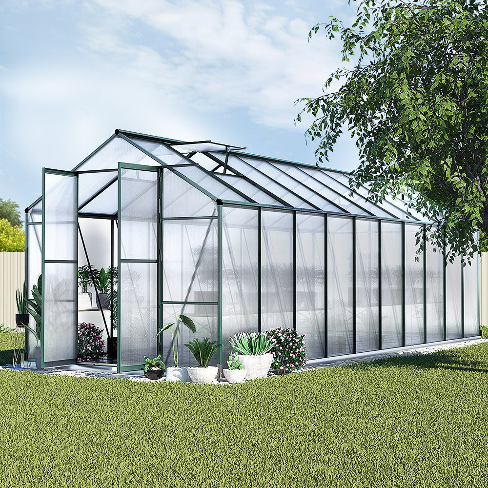 Greenfingers Greenhouse 6.3x2.44x2.1m Aluminium Green House Garden Shed