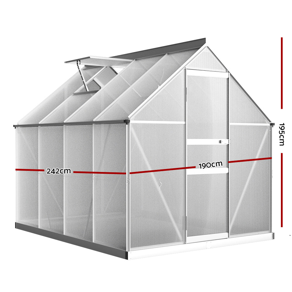 Greenfingers Greenhouse Aluminium Green House Garden Shed 2.4x1.9m