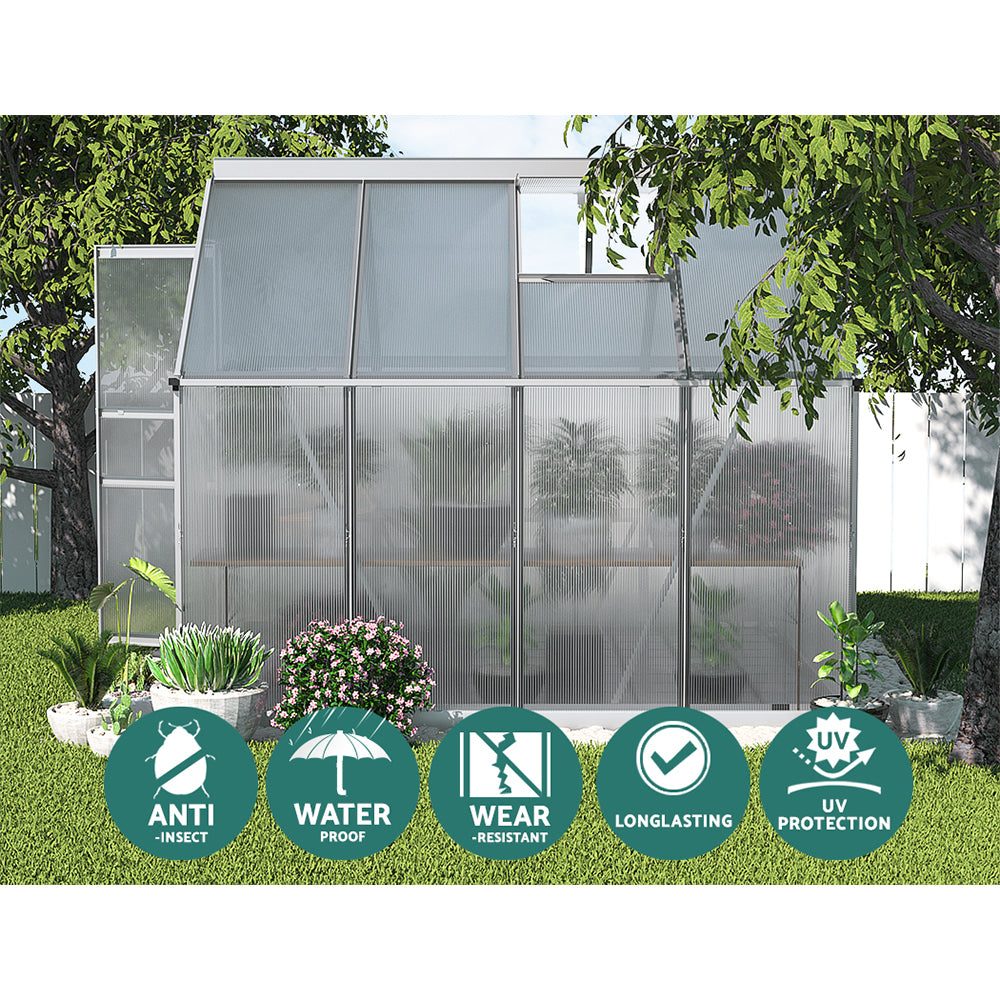 Greenfingers Greenhouse Aluminium Green House Garden Shed 2.4x1.9m