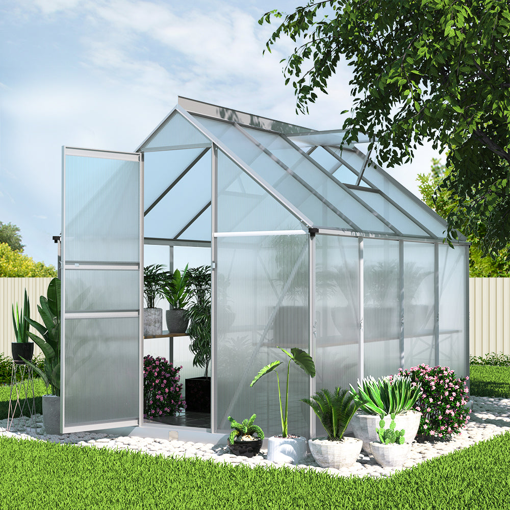 Greenfingers Greenhouse Aluminium Green House Garden Shed 2.4x1.9m