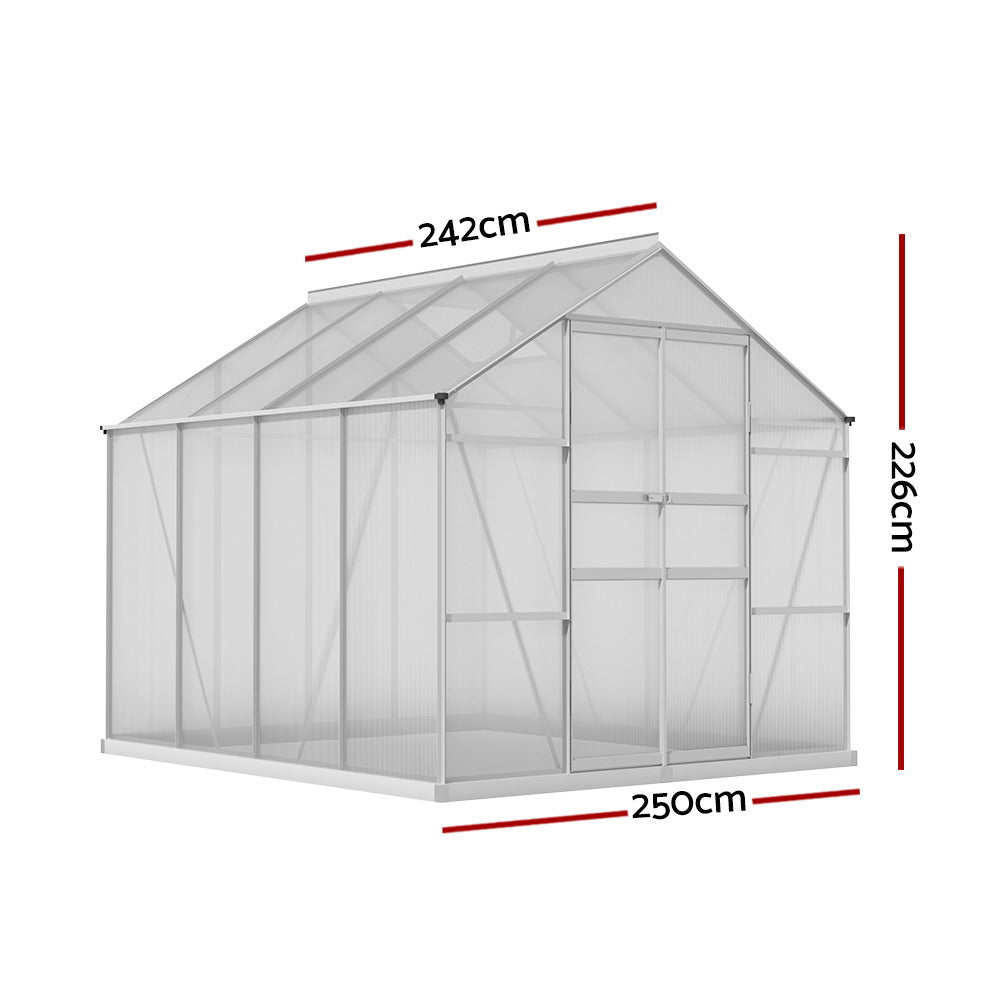 Greenfingers Aluminium Greenhouse Green House Garden Shed 2.4x2.5m