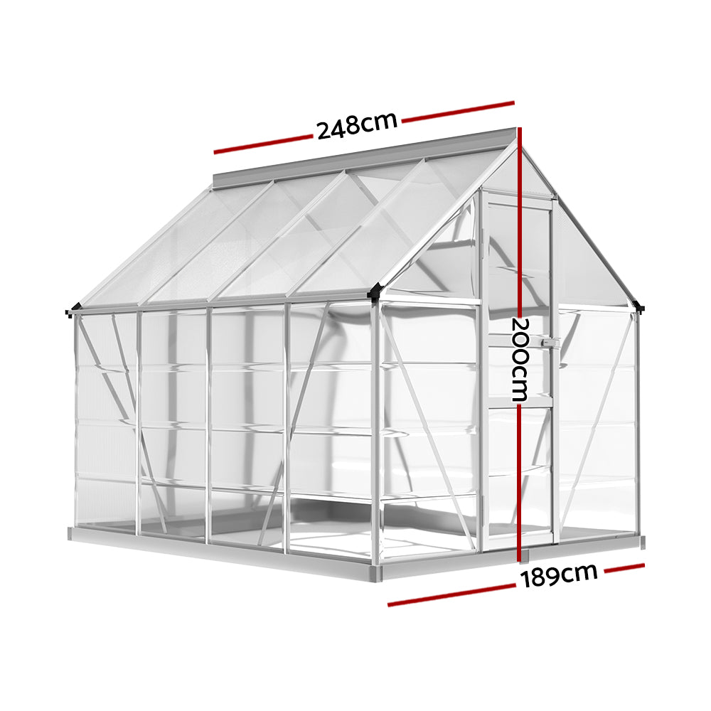 Greenfingers Greenhouse 2.48x1.89xm Aluminium Green House Garden Shed