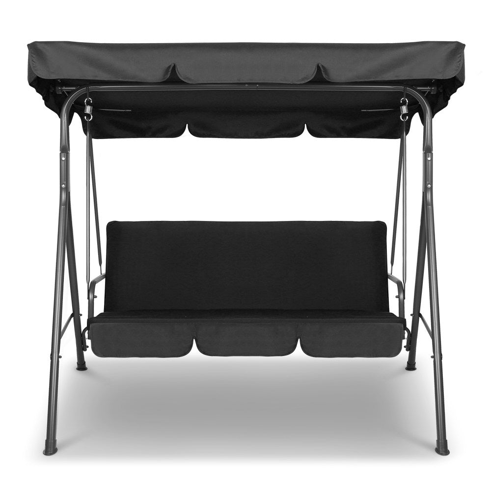 3 Seater Outdoor Black Swing Chair with Canopy