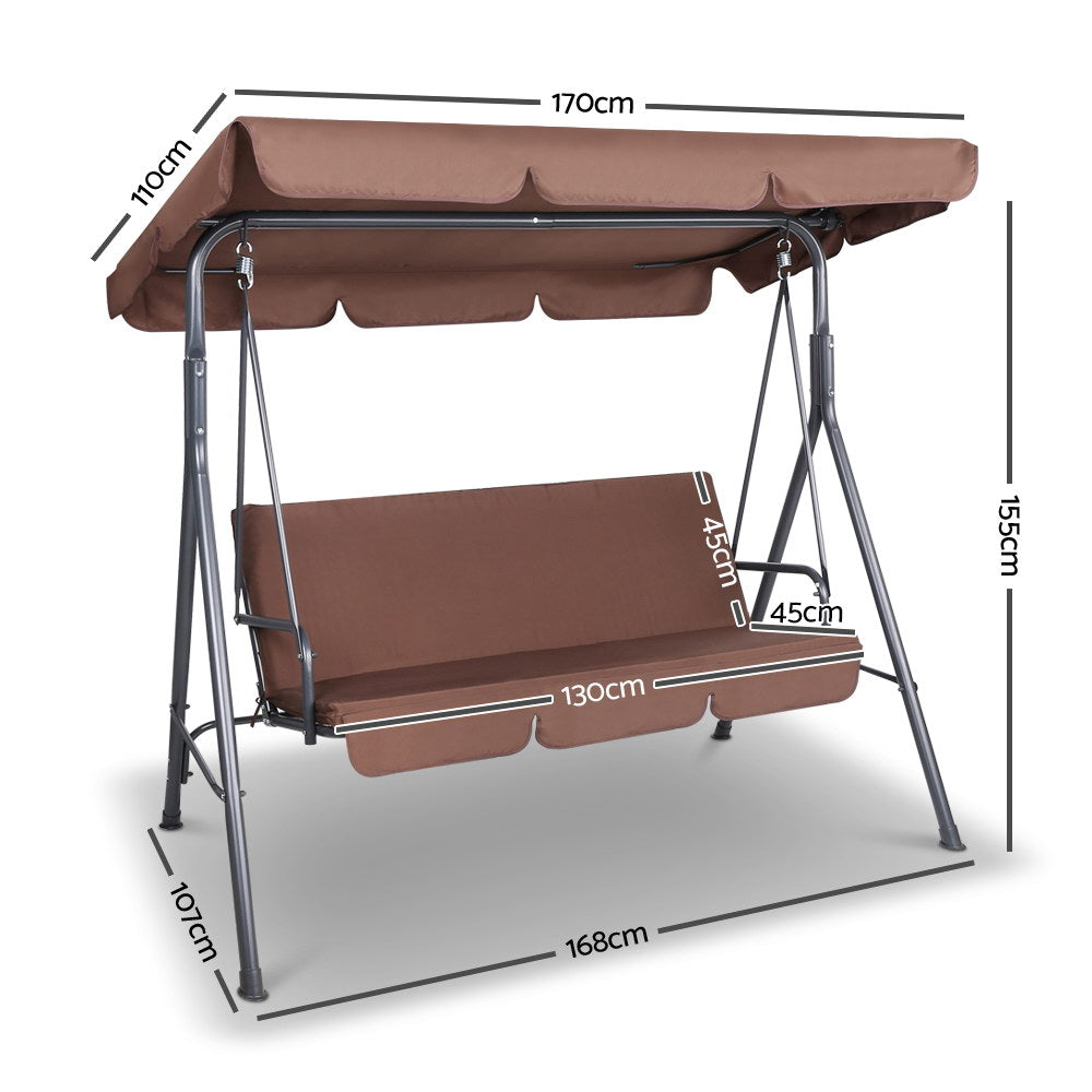 3 Seater Outdoor Coffee Swing Chair with Canopy