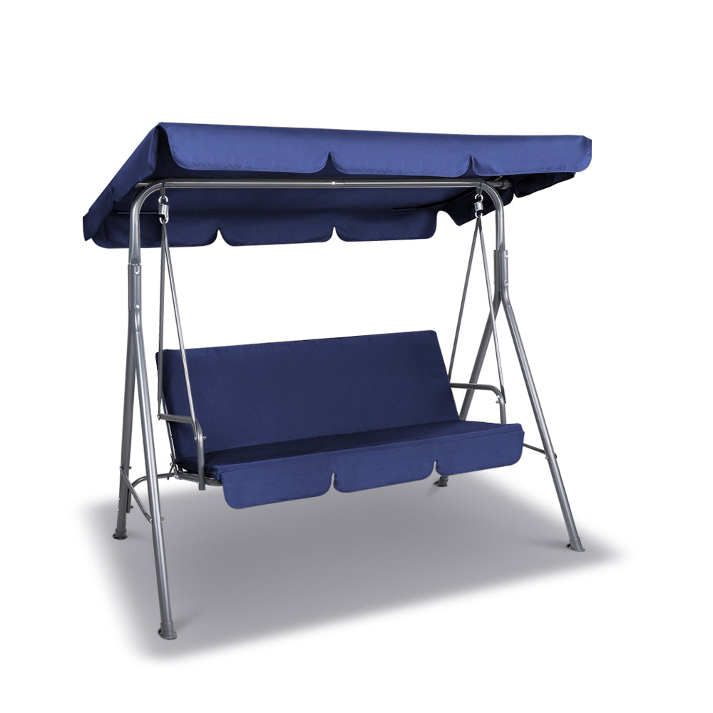 3 Seater Outdoor Navy Swing Chair with Canopy