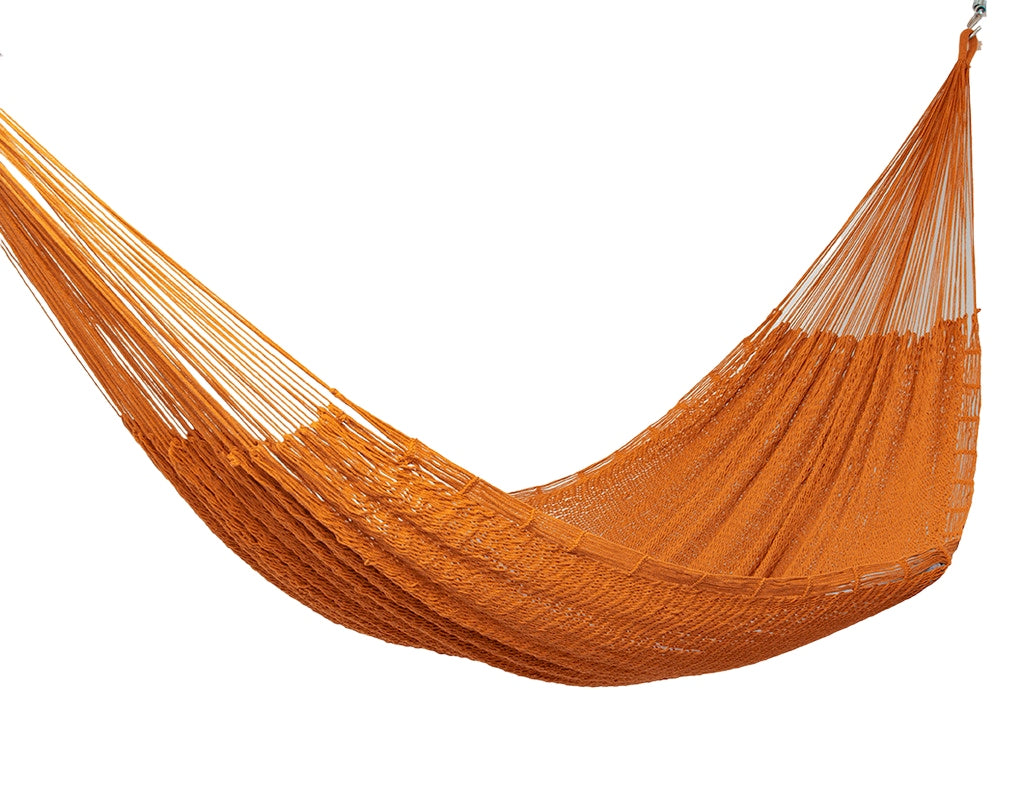 Mayan Legacy King Size Outdoor Cotton Mexican Hammock in Orange  