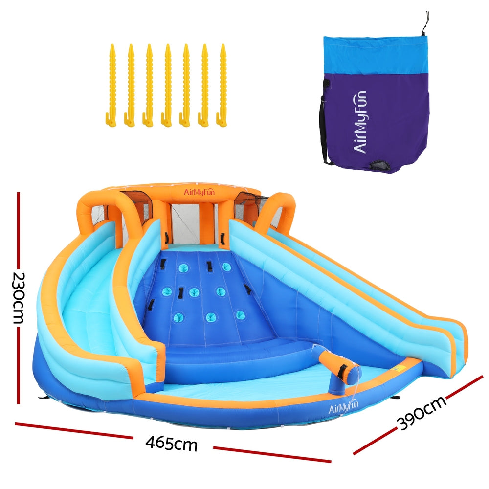 AirMyFun Kids Inflatable Pool Water Double Slide Park 465x390cm