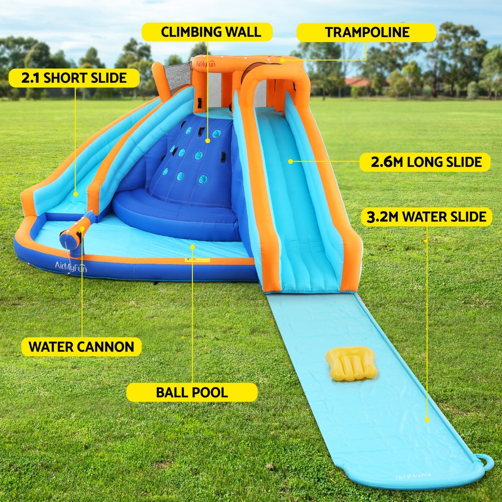 AirMyFun Kids Inflatable Pool Water Double Slide Park 465x390cm