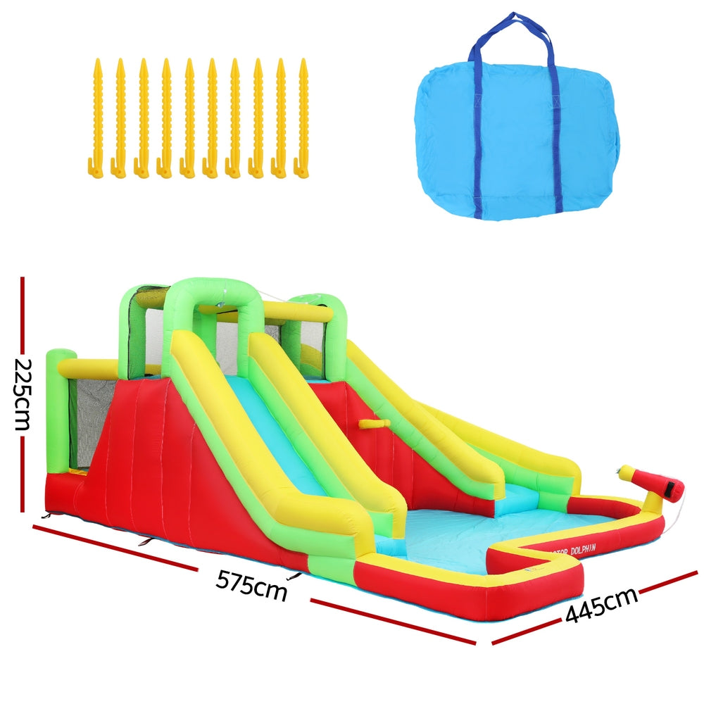 Dolphin Kids Inflatable Pool Water Slide Park 575x445cm