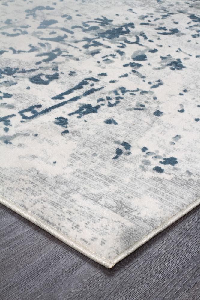 Kendra Casper Distressed Modern Rug Blue Grey White