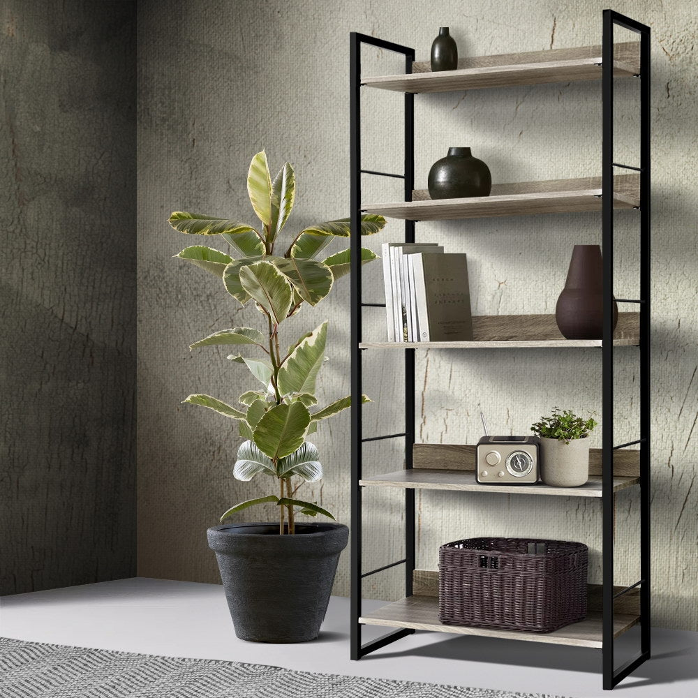 Artiss Bookshelf 5 Tiers NOE Black and Oak