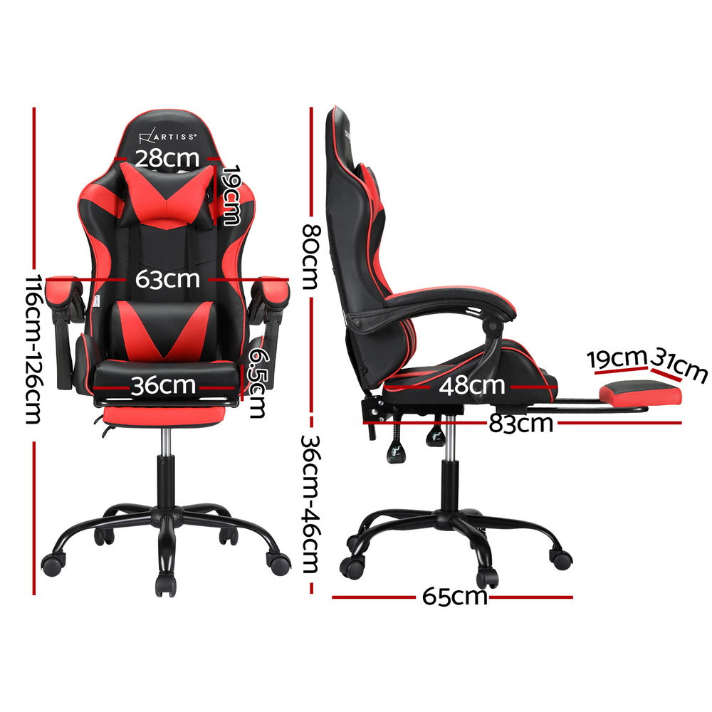 Gamescene 2 Point Red Massage Gaming Office Chair Footrest