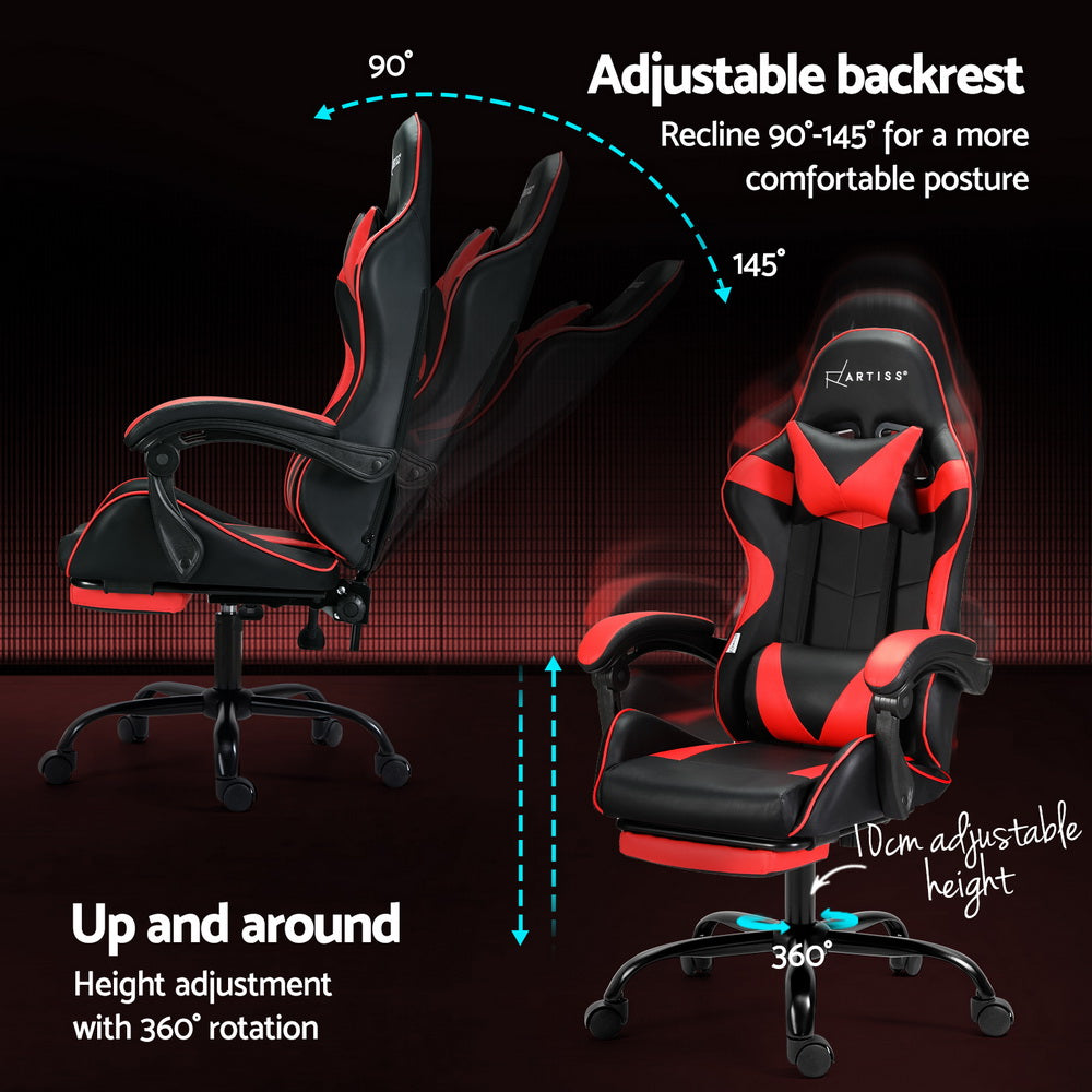 Gamescene 2 Point Red Massage Gaming Office Chair Footrest