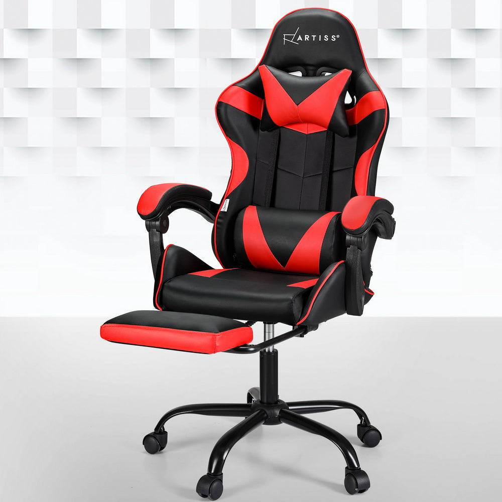 Gamescene 2 Point Red Massage Gaming Office Chair Footrest