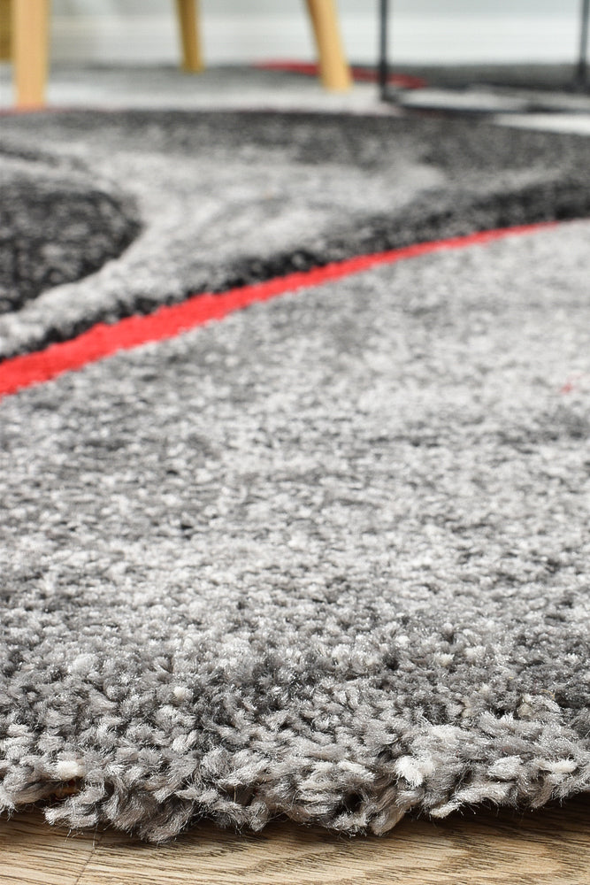 Dahlia Stone Grey Red Rug