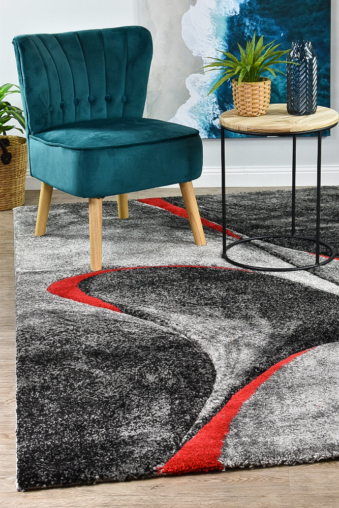 Dahlia Stone Grey Red Rug