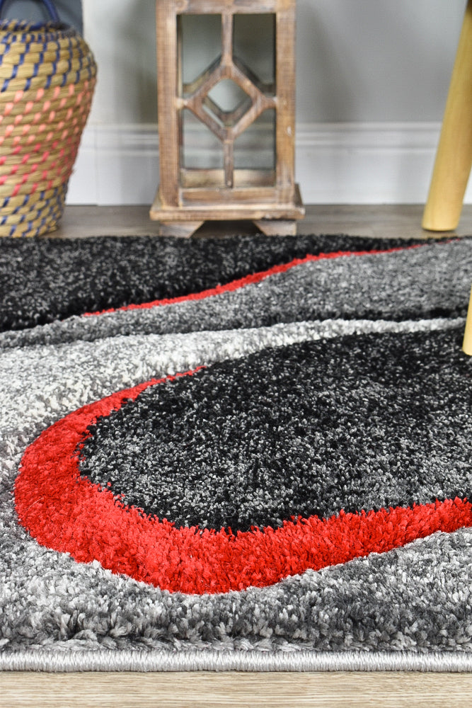 Dahlia Stone Grey Red Rug