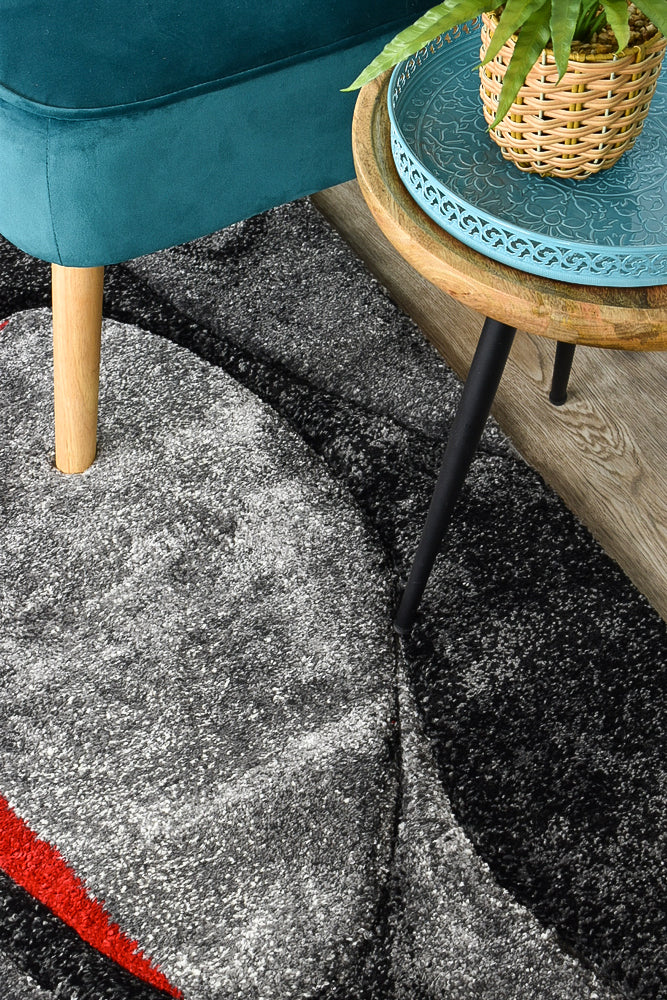 Dahlia Stone Grey Red Rug