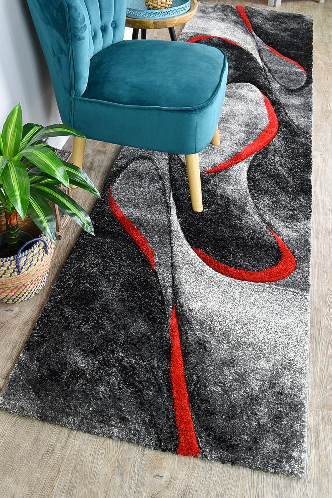 Dahlia Stone Grey Red Rug