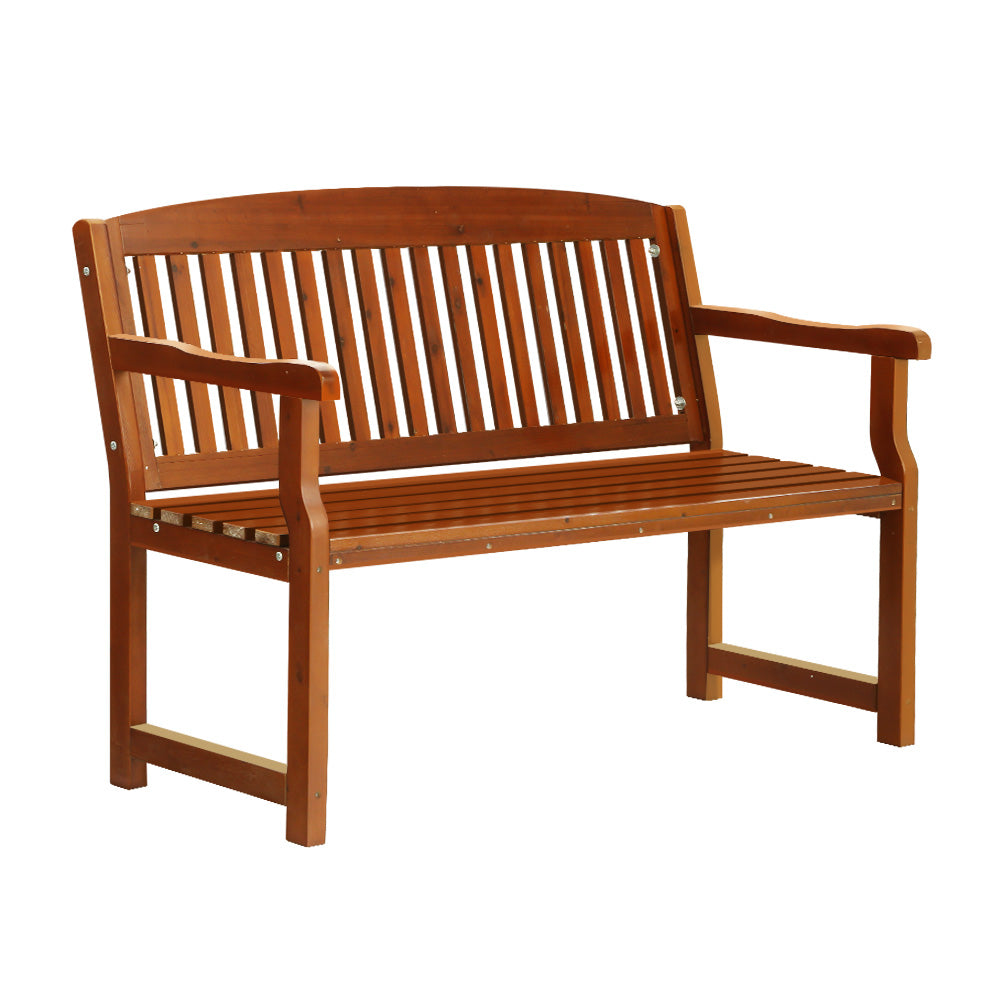 Outdoor Garden Bench Wooden 2 Seater Lounge Chair Patio Furniture Brown