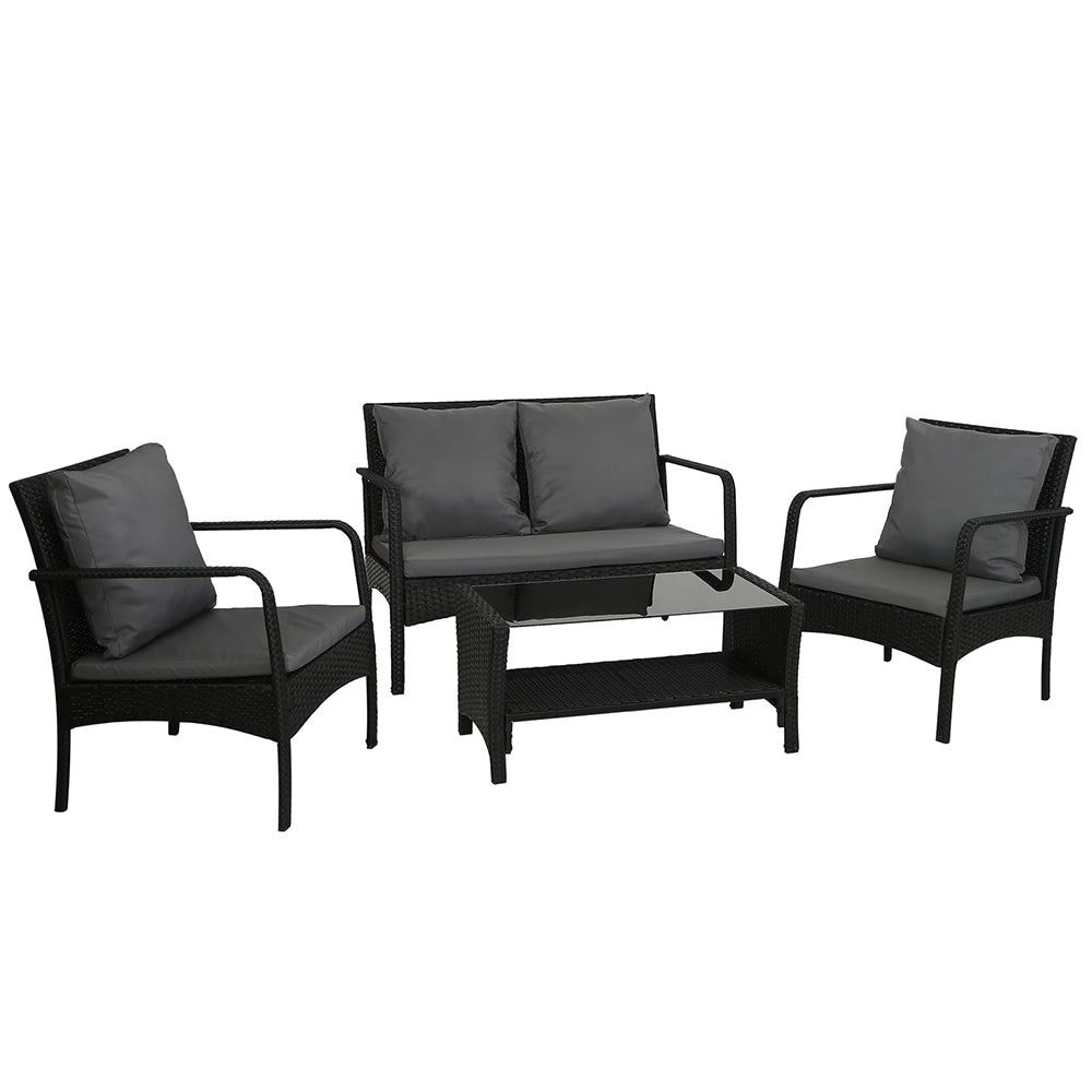 4 Seater Furaha Outdoor Wicker Lounge Sofa Furniture Set