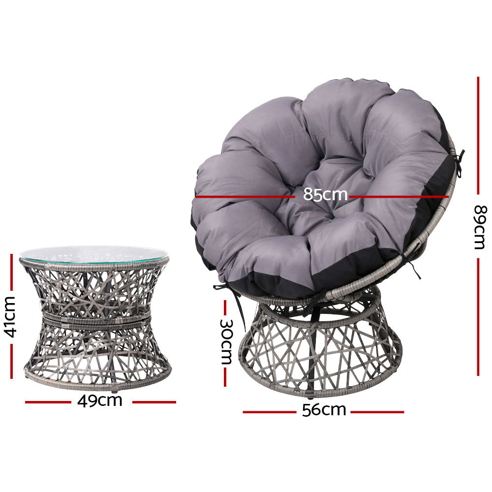 Papasan Chair and Side Table - Grey