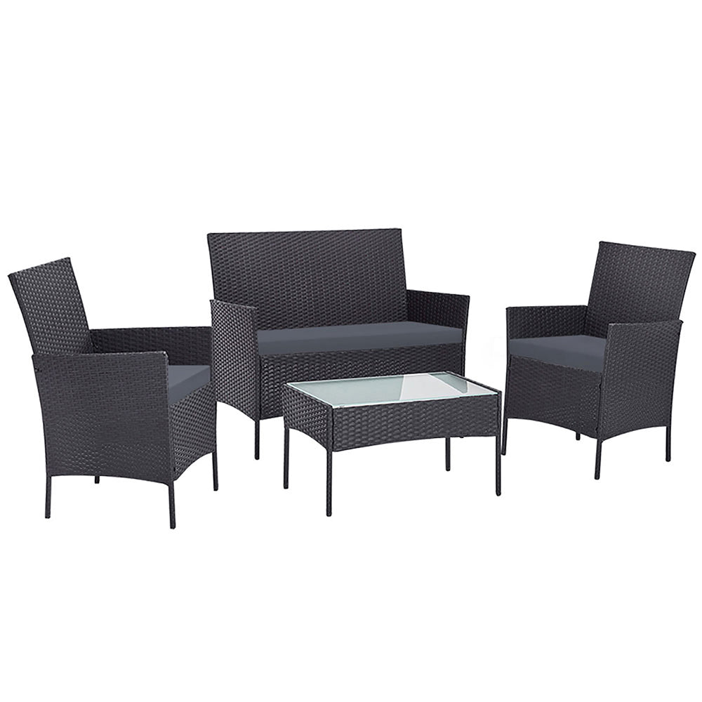 4pc Helios Outdoor Grey Wicker Lounge Sofa Furniture Set