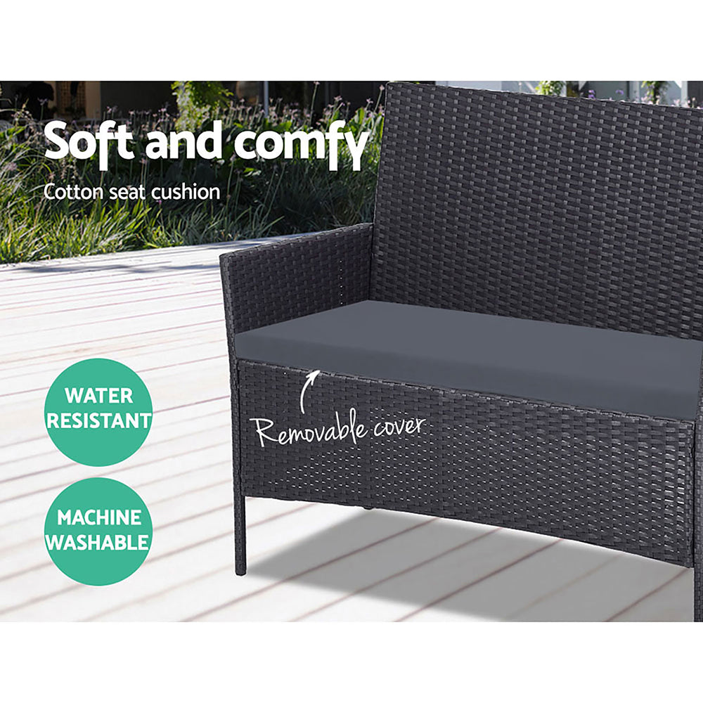 4pc Helios Outdoor Grey Wicker Lounge Sofa Furniture Set